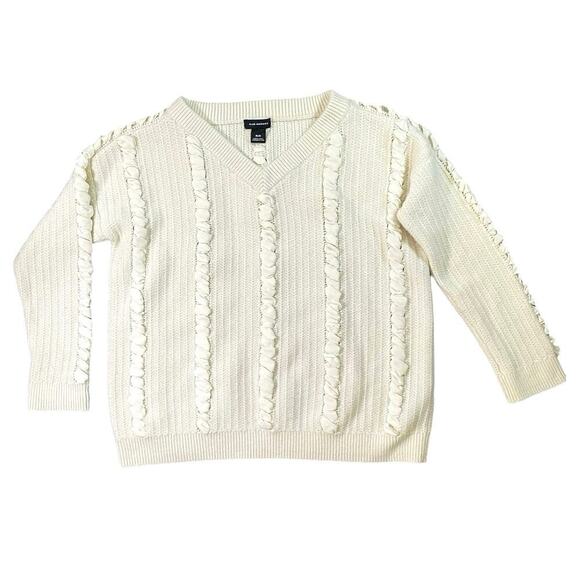 Club Monaco Woven Detail V-neck Sweater - M - Picture 2 of 5